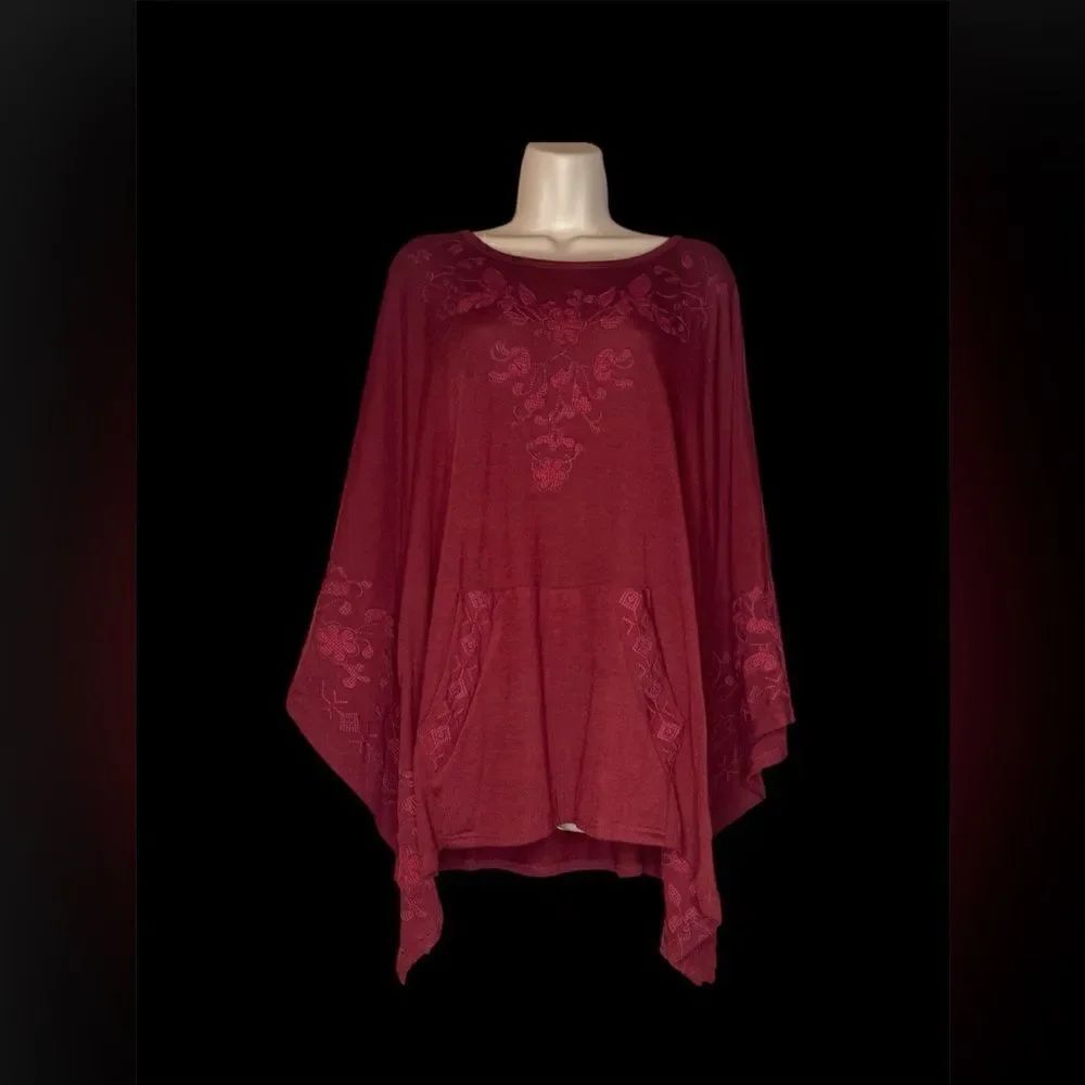 MONORENO embroidered burgundy oversized kimono style